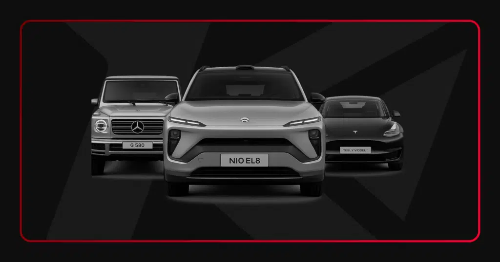 Tesla 3, Mercedes G580 og NIO EL8